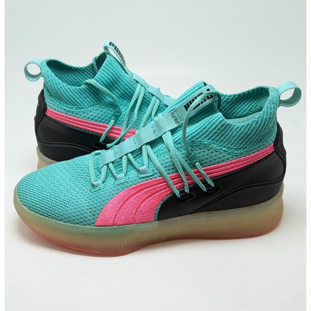 Mens PUMA Clyde Court Ocean Drive 2018 Turquoise Hot Pink Shoes 191715 01 Size 8